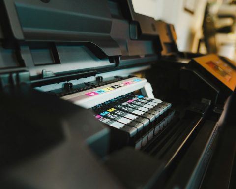 a close up of a printer on a table