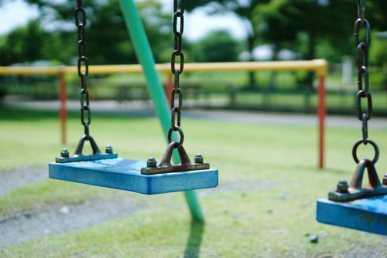 Houten speeltoestel in een Belgische tuin klaar voor najaarsonderhoud